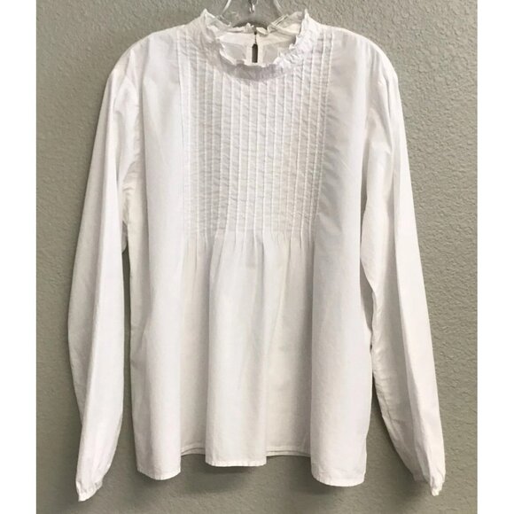 VELVET Graham & Spencer White Pintuck Blouse High Neck Women’s Size XL - Picture 1 of 10